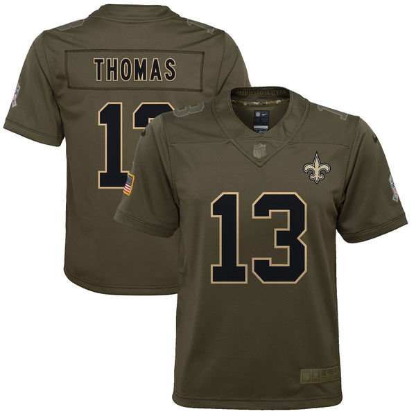 Youth New Orleans Saints Michael Thomas Nike Olive Salute to Service Game Jersey