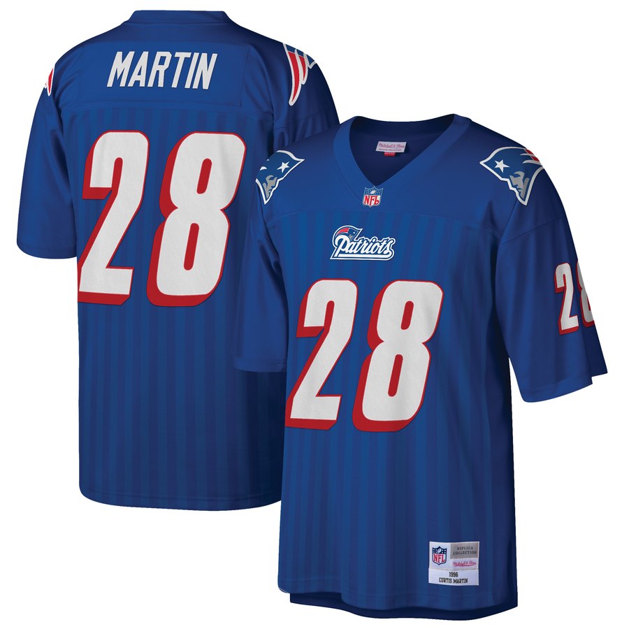 Men's New England Patriots Curtis Martin Mitchell & Ness Royal 1996 Retired Player Replica Jersey
