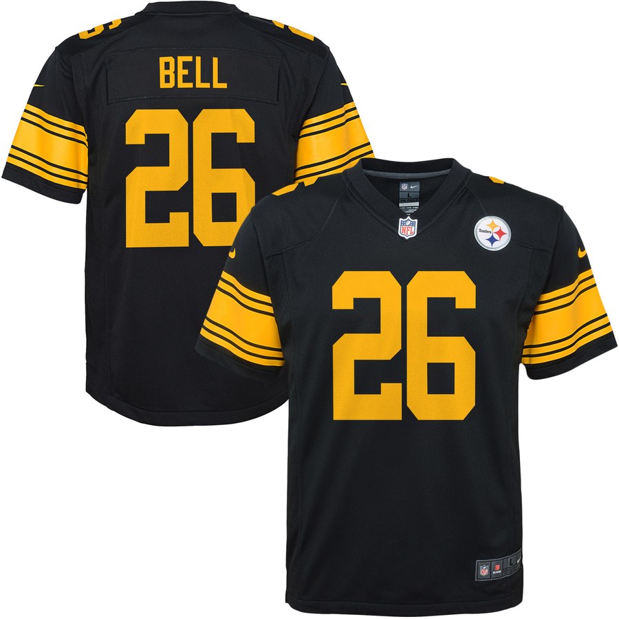 Youth Pittsburgh Steelers Leveon Bell Nike Black Color Rush Game Jersey