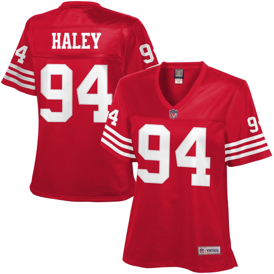 Women's San Francisco 49ers Charles Haley Nfl Pro Line Scarlet Retired Player Jersey