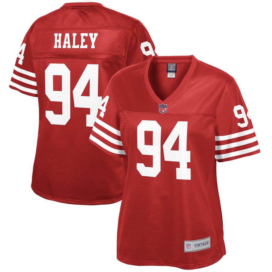 Women's San Francisco 49ers Charles Haley Nfl Pro Line Scarlet Replica Retired Player Jersey