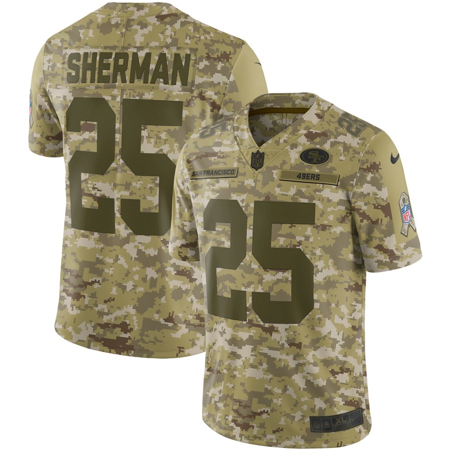 Men's San Francisco 49ers Richard Sherman Nike Camo Salute To Service Limited Jersey
