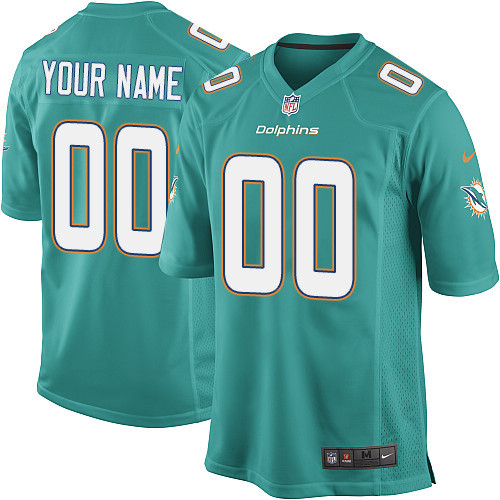 Youth Elite Nike Jersey Aqua Green Home - Customized NFL Miami Dolphins