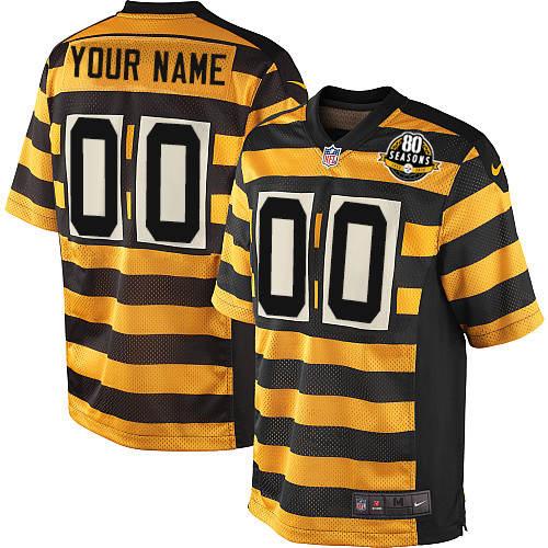 Men's Limited 80th Anniversary Nike Jersey Gold/Black Alternate - Customized Throwback NFL Pittsburgh Steelers