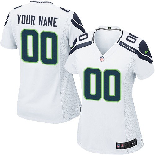 Women's Limited Nike Jersey White Road - Customized NFL Seattle Seahawks