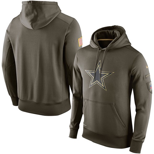 NFL Men's Dallas Cowboys Nike Olive Salute To Service KO Performance Hoodie