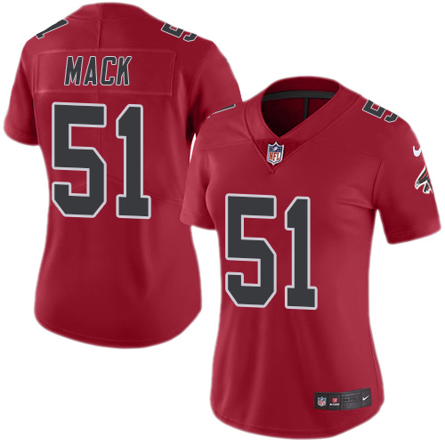 Women's Limited Alex Mack Nike Jersey Red - #51 Rush NFL Atlanta Falcons