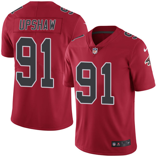 Men's Elite Courtney Upshaw Nike Jersey Red - #91 Rush NFL Atlanta Falcons