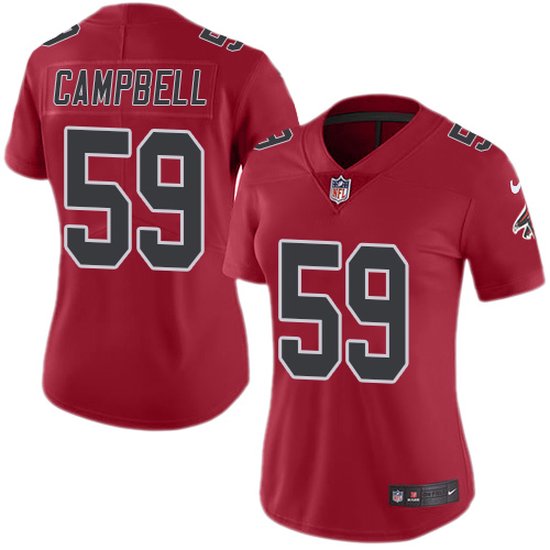 Women's Limited De'Vondre Campbell Nike Jersey Red - #59 Rush NFL Atlanta Falcons