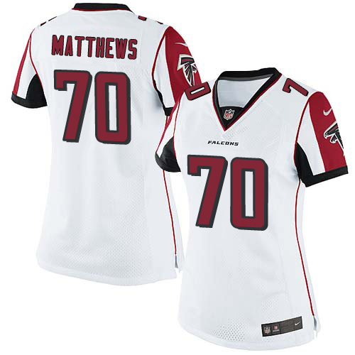 Women's Limited Jake Matthews Nike Jersey White Road - #70 NFL Atlanta Falcons