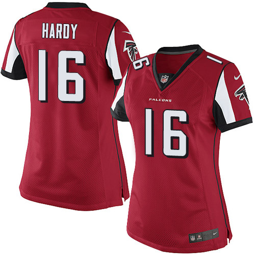 Women's Elite Justin Hardy Nike Jersey Red Home - #16 NFL Atlanta Falcons