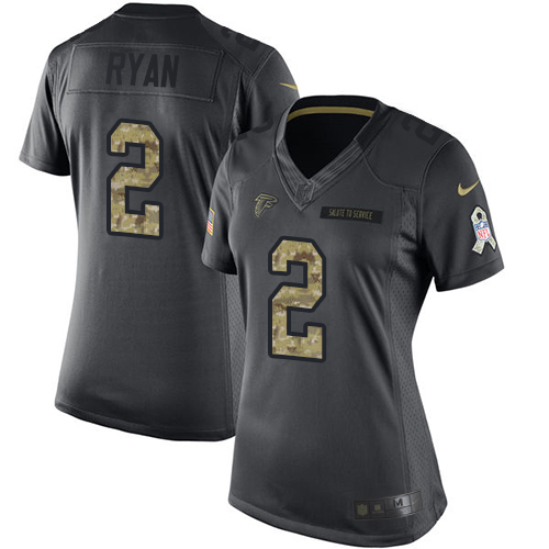 Women's Limited Matt Ryan Nike Jersey Black - #2 2016 Salute to Service NFL Atlanta Falcons