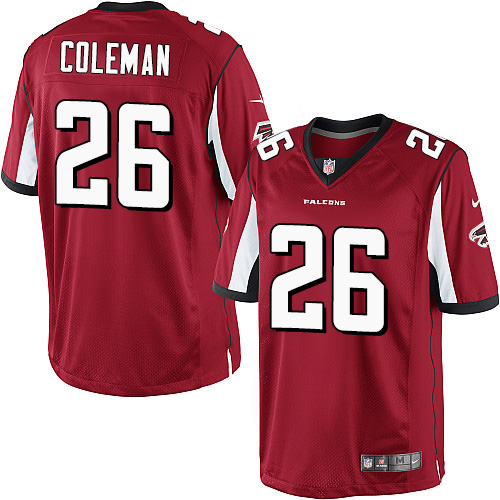 Men's Limited Tevin Coleman Nike Jersey Red Home - #26 NFL Atlanta Falcons