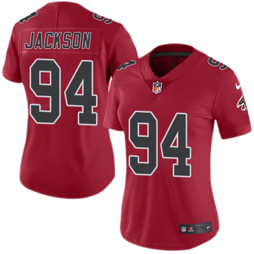 Women's Limited Tyson Jackson Nike Jersey Red - #94 Rush NFL Atlanta Falcons