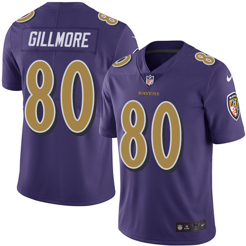 Men's Limited Crockett Gillmore Nike Jersey Purple - #80 Rush NFL Baltimore Ravens