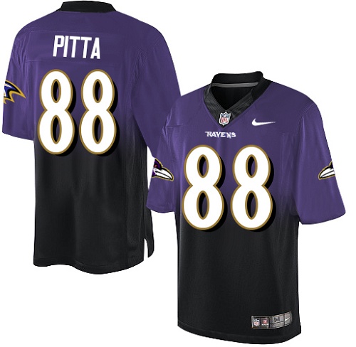 Men's Elite Dennis Pitta Nike Jersey Purple/Black - #88 Fadeaway NFL Baltimore Ravens