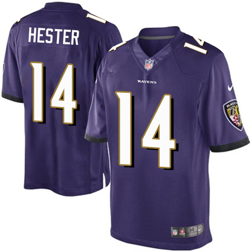 Youth Elite Devin Hester Nike Jersey Purple Home - #14 NFL Baltimore Ravens