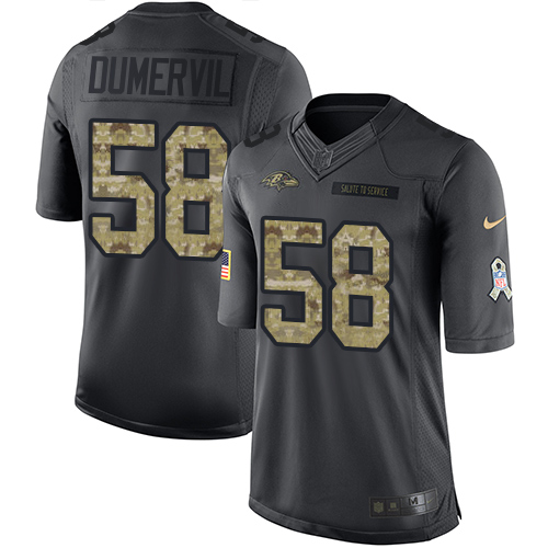 Youth Limited Elvis Dumervil Nike Jersey Black - #58 2016 Salute to Service NFL Baltimore Ravens