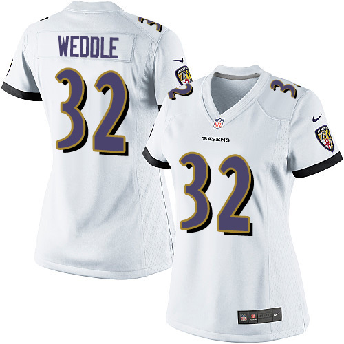 Women's Elite Eric Weddle Nike Jersey White Road - #32 NFL Baltimore Ravens