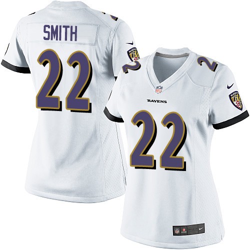 Women's Limited Jimmy Smith Nike Jersey White Road - #22 NFL Baltimore Ravens