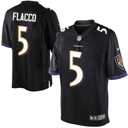 Youth Elite Joe Flacco Nike Jersey Black Alternate - #5 NFL Baltimore Ravens