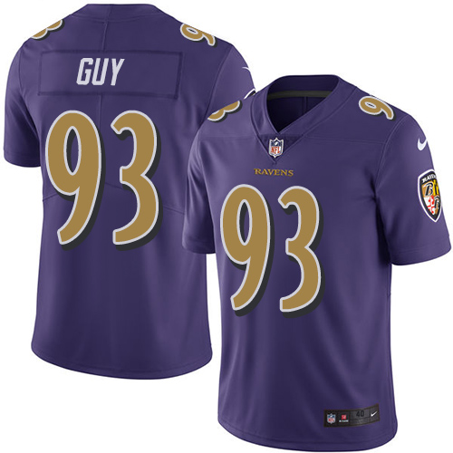 Men's Elite Lawrence Guy Nike Jersey Purple - #93 Rush NFL Baltimore Ravens