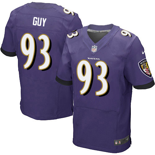 Men's Elite Lawrence Guy Nike Jersey Purple Home - #93 NFL Baltimore Ravens