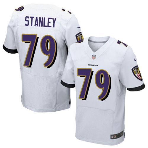 Men's Elite Ronnie Stanley Nike Jersey White Road - #79 NFL Baltimore Ravens