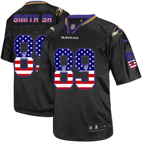 Men's Limited Steve Smith Sr Nike Jersey Black - #89 USA Flag Fashion NFL Baltimore Ravens