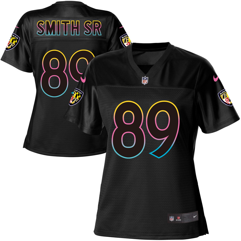 Women's Game Steve Smith Sr Nike Jersey Black - #89 Fashion NFL Baltimore Ravens