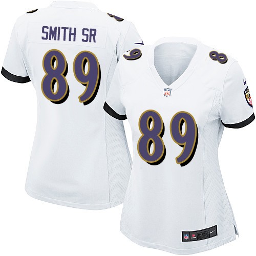 Women's Game Steve Smith Sr Nike Jersey White Road - #89 NFL Baltimore Ravens