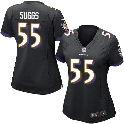 Women's Game Terrell Suggs Nike Jersey Black Alternate - #55 NFL Baltimore Ravens