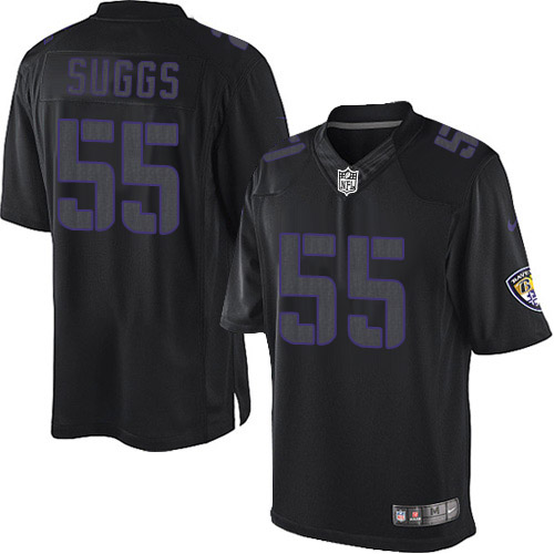 Men's Elite Terrell Suggs Nike Jersey Black - #55 Impact NFL Baltimore Ravens