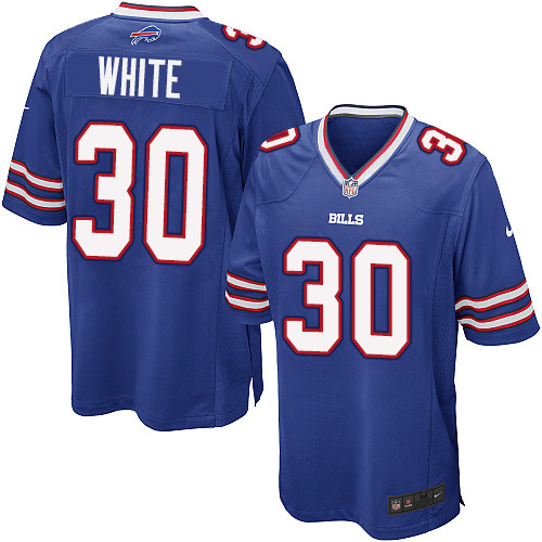 Men's Game Corey White Nike Jersey Royal Blue Home - #30 NFL Buffalo Bills