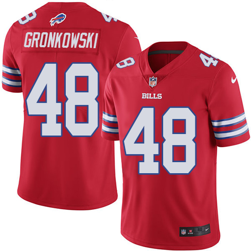 Men's Elite Glenn Gronkowski Nike Jersey Red - #48 Rush NFL Buffalo Bills