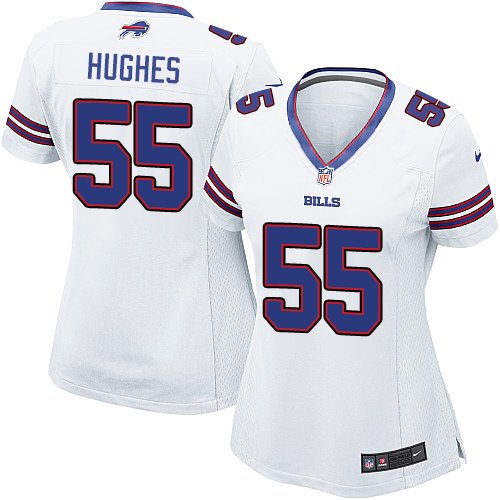Women's Limited Jerry Hughes Nike Jersey White Road - #55 NFL Buffalo Bills