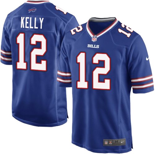 Men's Game Jim Kelly Nike Jersey Royal Blue Home - #12 NFL Buffalo Bills