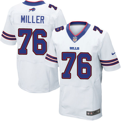 Men's Elite John Miller Nike Jersey White Road - #76 NFL Buffalo Bills