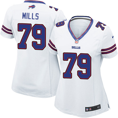Women's Limited Jordan Mills Nike Jersey White Road - #79 NFL Buffalo Bills