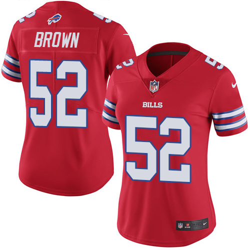 Women's Limited Preston Brown Nike Jersey Red - #52 Rush NFL Buffalo Bills
