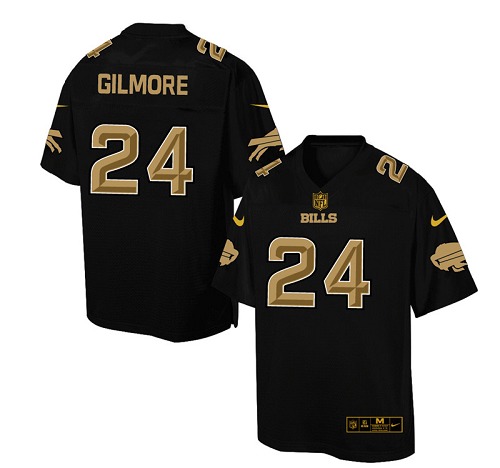Men's Elite Stephon Gilmore Nike Jersey Black - #24 Pro Line Gold Collection NFL Buffalo Bills
