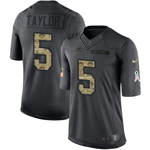 Men's Limited Tyrod Taylor Nike Jersey Black - #5 2016 Salute to Service NFL Buffalo Bills