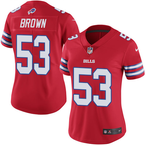 Women's Limited Zach Brown Nike Jersey Red - #53 Rush NFL Buffalo Bills
