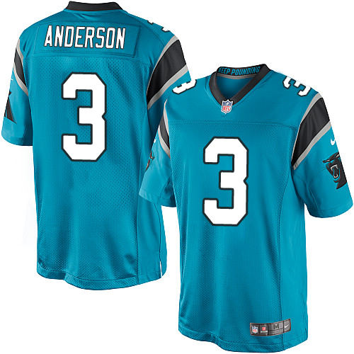 Men's Limited Derek Anderson Nike Jersey Blue Alternate - #3 NFL Carolina Panthers