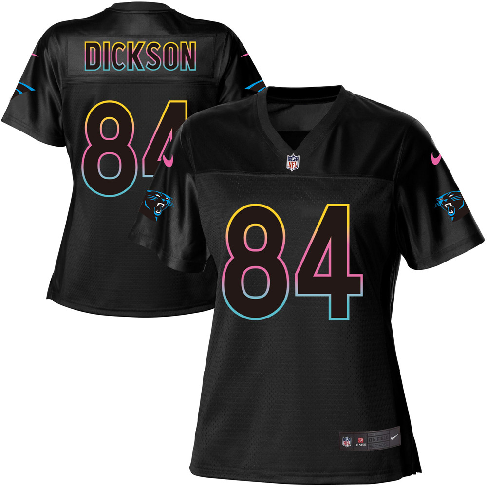 Women's Game Ed Dickson Nike Jersey Black - #84 Fashion NFL Carolina Panthers