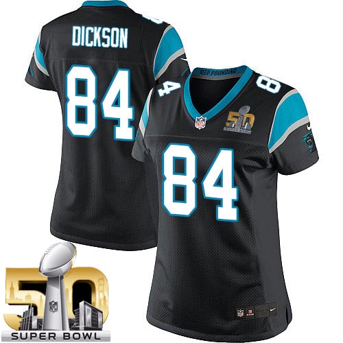 Women's Limited Ed Dickson Super Bowl L Nike Jersey Black Home - #84 NFL Carolina Panthers