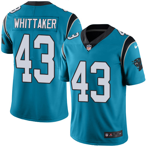 Men's Elite Fozzy Whittaker Nike Jersey Blue - #43 Rush NFL Carolina Panthers