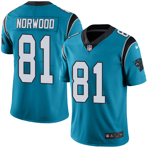Men's Elite Kevin Norwood Nike Jersey Blue - #81 Rush NFL Carolina Panthers