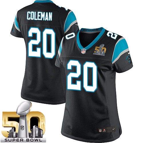 Women's Limited Kurt Coleman Super Bowl L Nike Jersey Black Home - #20 NFL Carolina Panthers