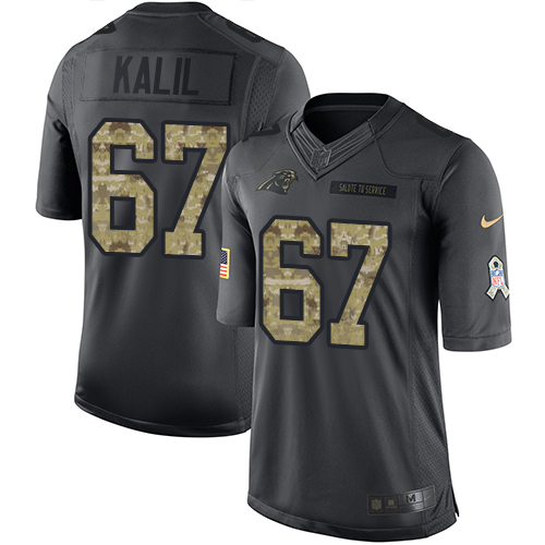 Youth Limited Ryan Kalil Nike Jersey Black - #67 2016 Salute to Service NFL Carolina Panthers